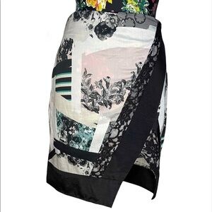Topshop patch work skirt black lace paperbag pencil mini skirt
